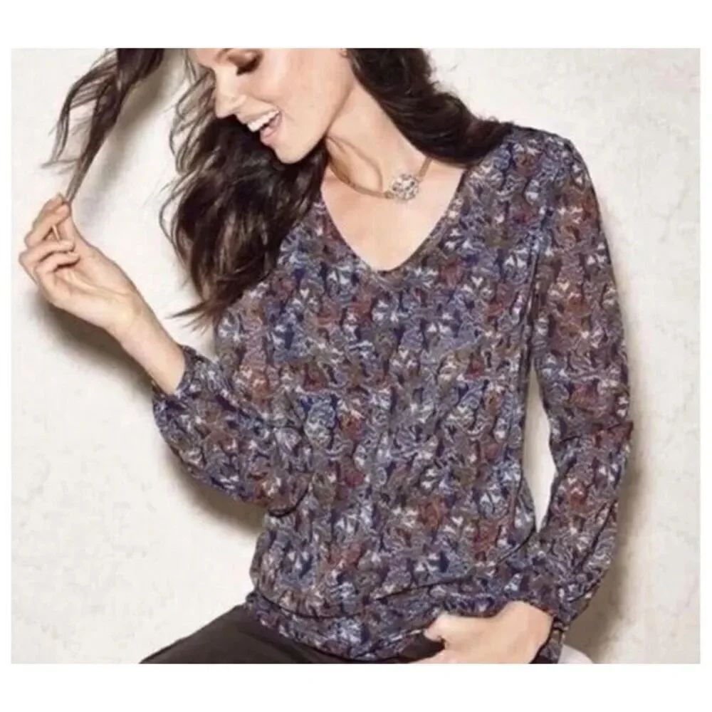 CAbi Tapestry Print Blouse Style #157 Size Medium